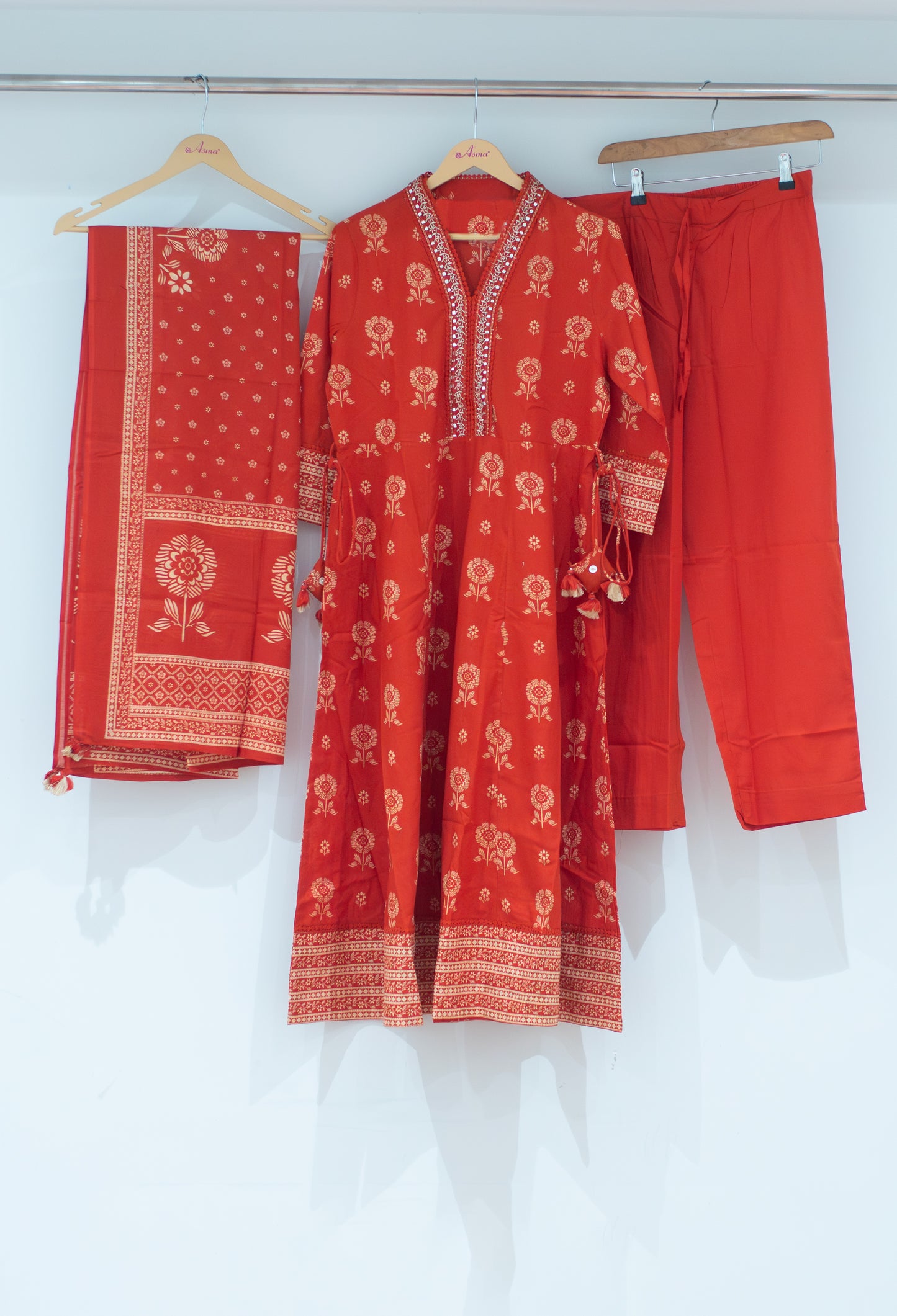 Orange Printed Kurta Pant Set with Dupatta for Women ( BIOMETRIC-534 ORANGE )