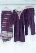 Plum Purple Embroidered Kurta Pant Set with Dupatta for Women