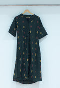 Dark Green Printed Cotton Straight Kurta for Women