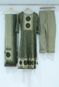 Olive Green & Beige Printed Kurta Pant Set with Dupatta for Women ( DIPEN-534 GREEN )