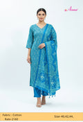 Blue Ikat Printed Kurta Set with Dupatta & Straight Pants