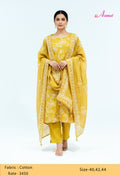 Mustard Yellow Floral Embroidered Kurta Set with Dupatta & Straight Pants