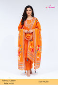 Bright Orange Embroidered Kurta Set with Floral Dupatta & Straight Pants