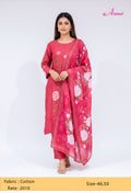Rose Pink Floral Embroidered Kurta Set with Dupatta & Straight Pants