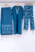 Teal Blue Printed Kurta Set with Dupatta & Straight Pants