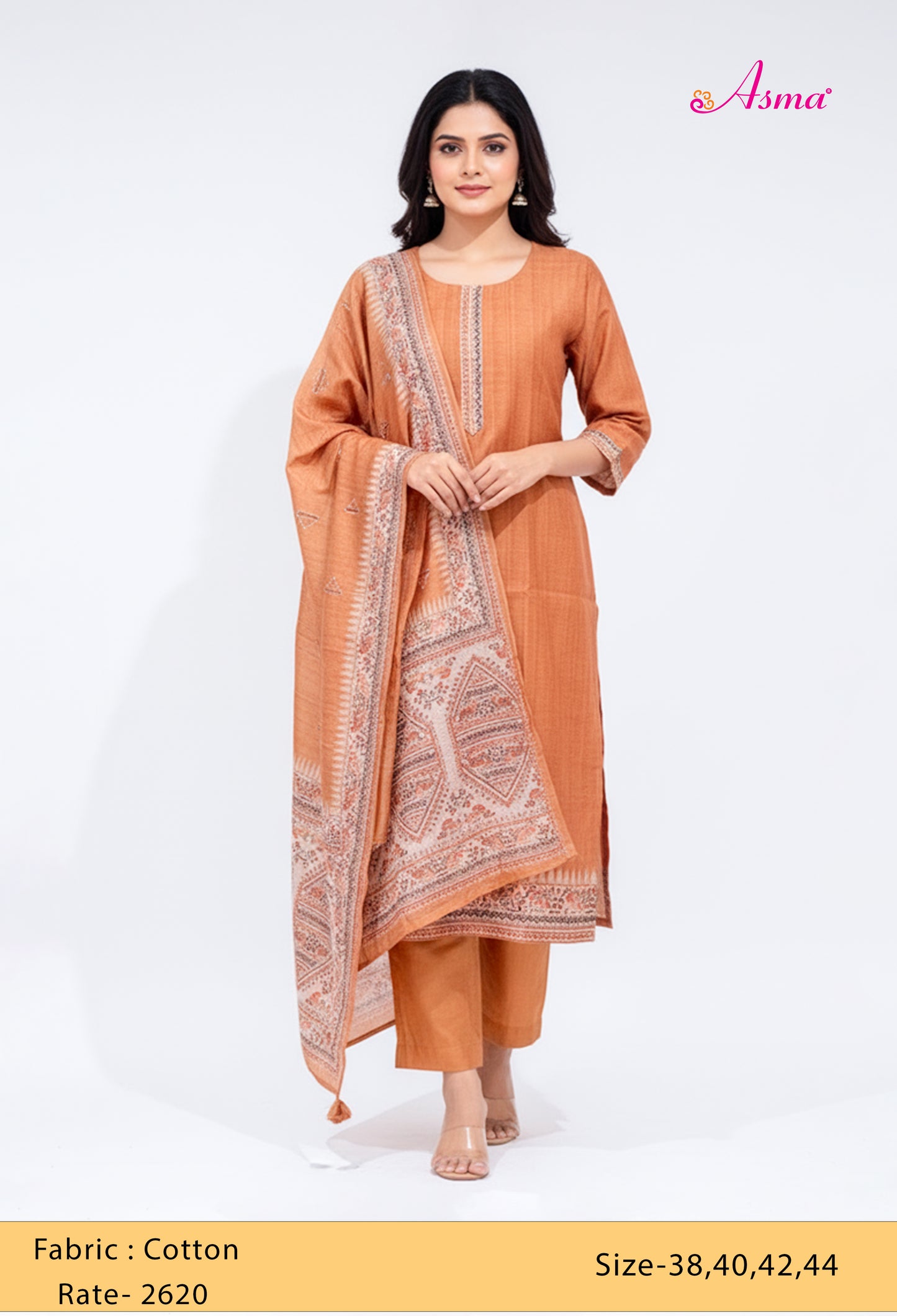 Rust Brown Printed Kurta Set with Dupatta & Straight Pants