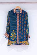 Teal Blue Floral Printed Kurti with Tassel Detail
