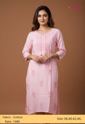 Soft Pink Embroidered Kurti with Tassel Detailing "