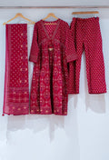 Elegant Red Printed Kurta Set with Dupatta for Women