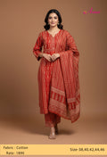 Elegant Red Ethnic Printed Kurta Set with Dupatta "