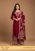 Elegant Maroon Printed Kurta Set with Dupatta