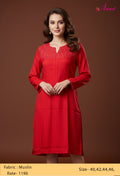 Elegant Red Embellished Kurta for Women "