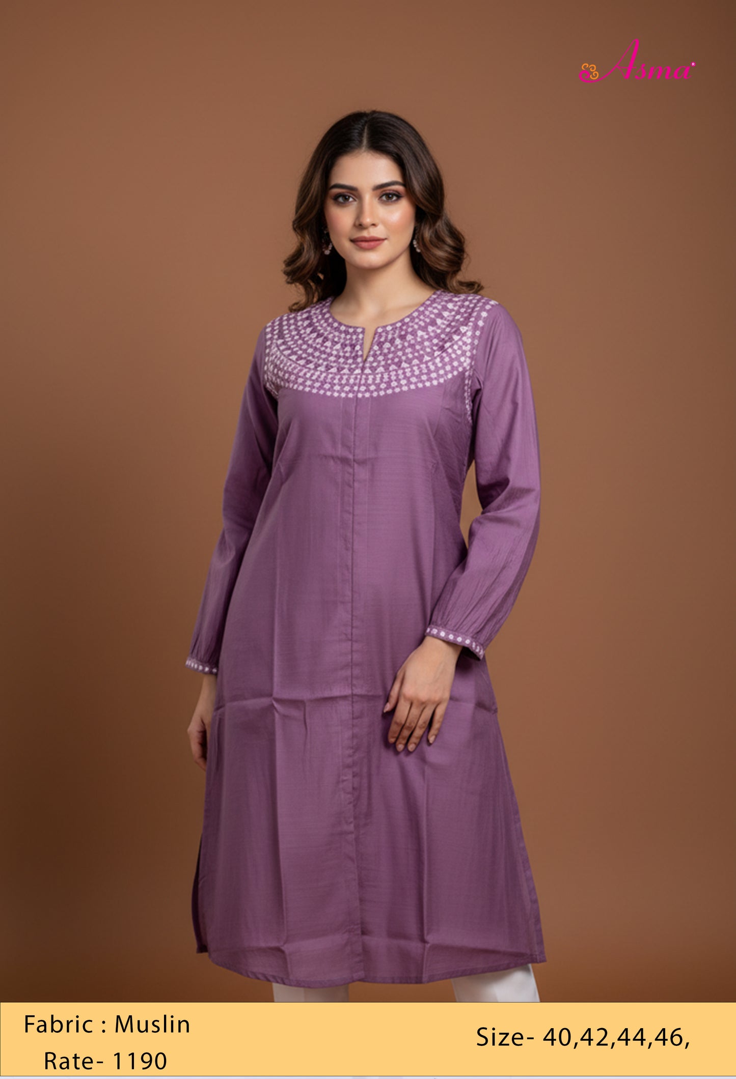 Elegant Purple Embellished Kurta for Women