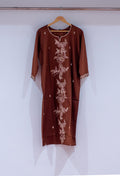 Brown Floral Embroidered Straight Kurta for Women "