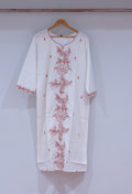 White Floral Embroidered Straight Kurta for Women