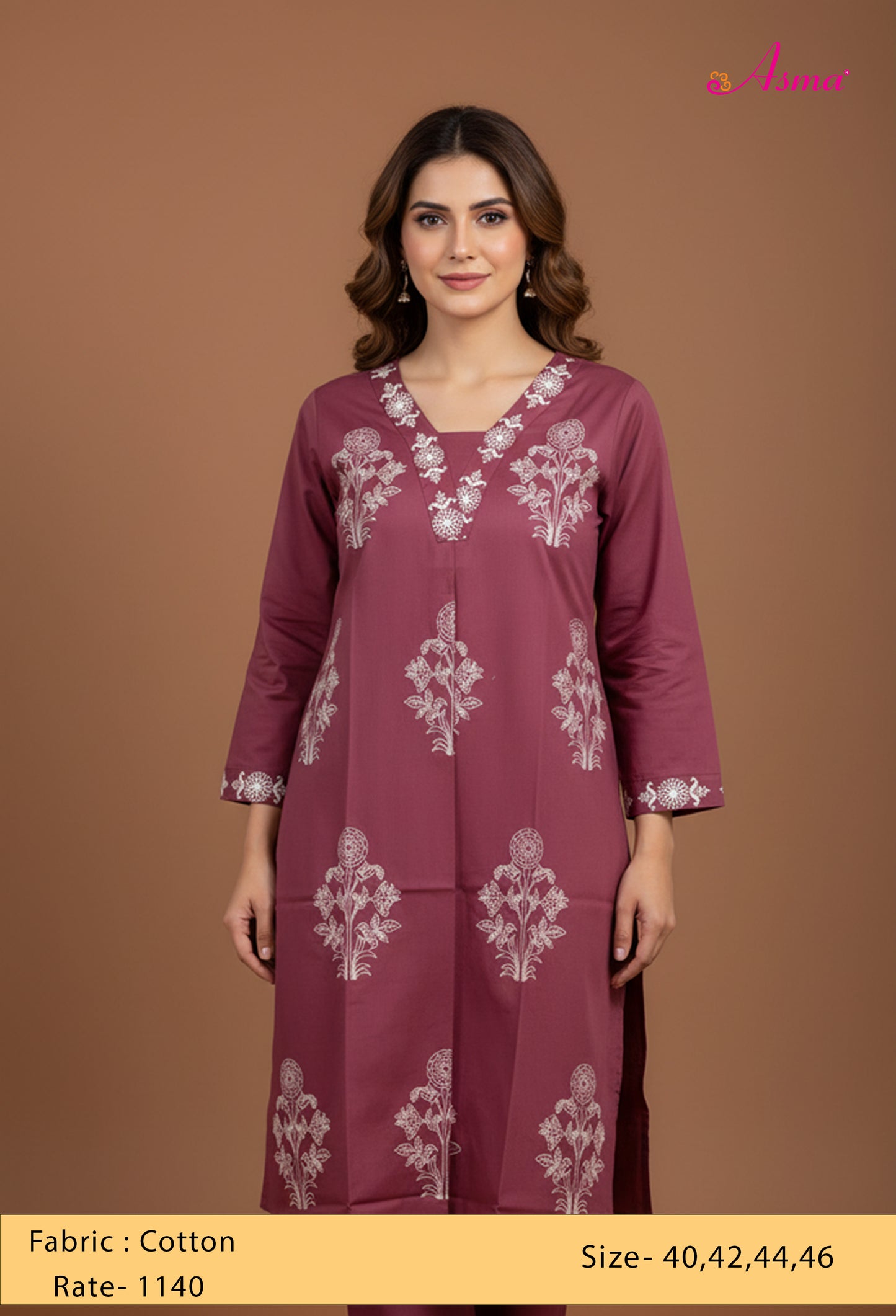 Maroon Floral Embroidered Kurta for Women