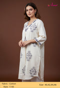 Ivory Floral Embroidered Kurta for Women "