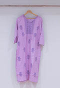 Lavender Embroidered Straight Kurta for Women