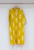 Mustard Yellow Printed Straight Kurta for Women | Ethnic V-Neck Kurti