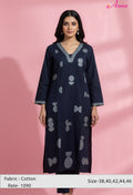 Black Printed Straight Kurta for Women | Geometric Ethnic Kurti with V-Neck