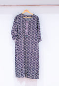 Navy Blue & White Printed Straight Kurta for Women | Ethnic Tassel Neck Kurti