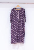 Purple Printed Straight Kurta for Women | Embroidered Placket Ethnic Kurti