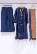 Navy Blue Printed Kurta Set for Women | Ethnic Kurti with Palazzo & Dupatta