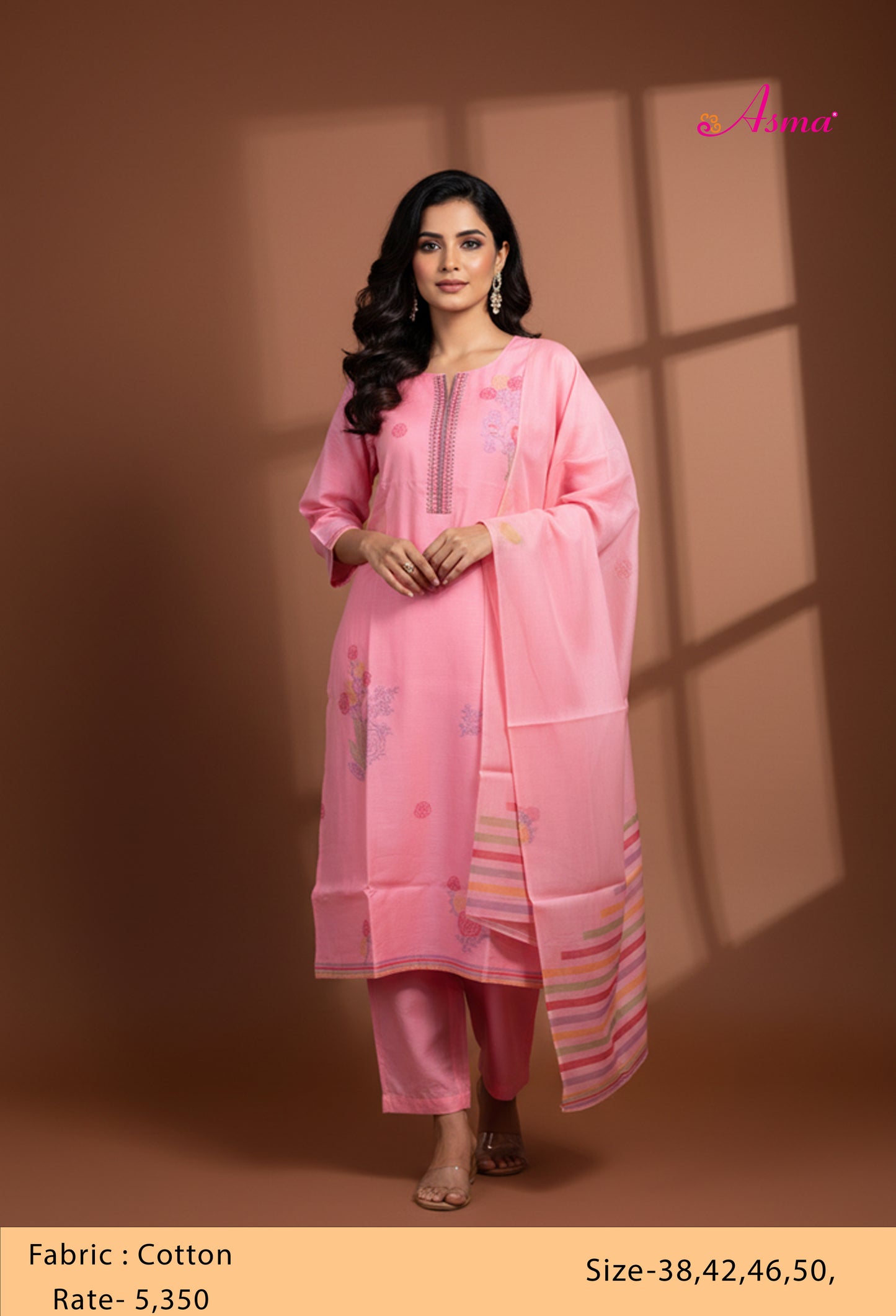 Pink Straight Cut Floral Printed Kurta Pant Dupatta Set for Women