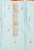 Sky Blue Embroidered Unstitched Dress Material with Shimmer Dupatta