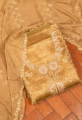 Golden Embroidered Unstitched Dress Material with Designer Dupatta