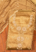 Golden Embroidered Unstitched Dress Material with Designer Dupatta