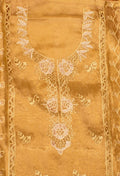 Golden Embroidered Unstitched Dress Material with Designer Dupatta