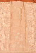 Beige Embroidered Unstitched Dress Material with Dupatta & Bottom – Festive Wear