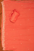 Orange Embroidered Unstitched Dress Material with Dupatta