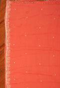 Orange Embroidered Unstitched Dress Material with Dupatta