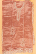 Peach Floral Embroidered Unstitched Dress Material with Lace Dupatta