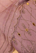 Lavender Embroidered Unstitched Dress Material with Dupatta & Bottom – Festive Wear