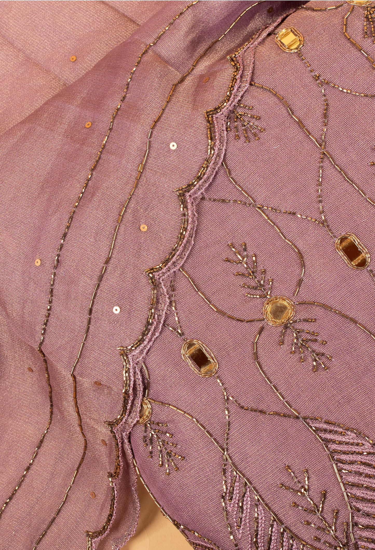 Lavender Embroidered Unstitched Dress Material with Dupatta & Bottom – Festive Wear