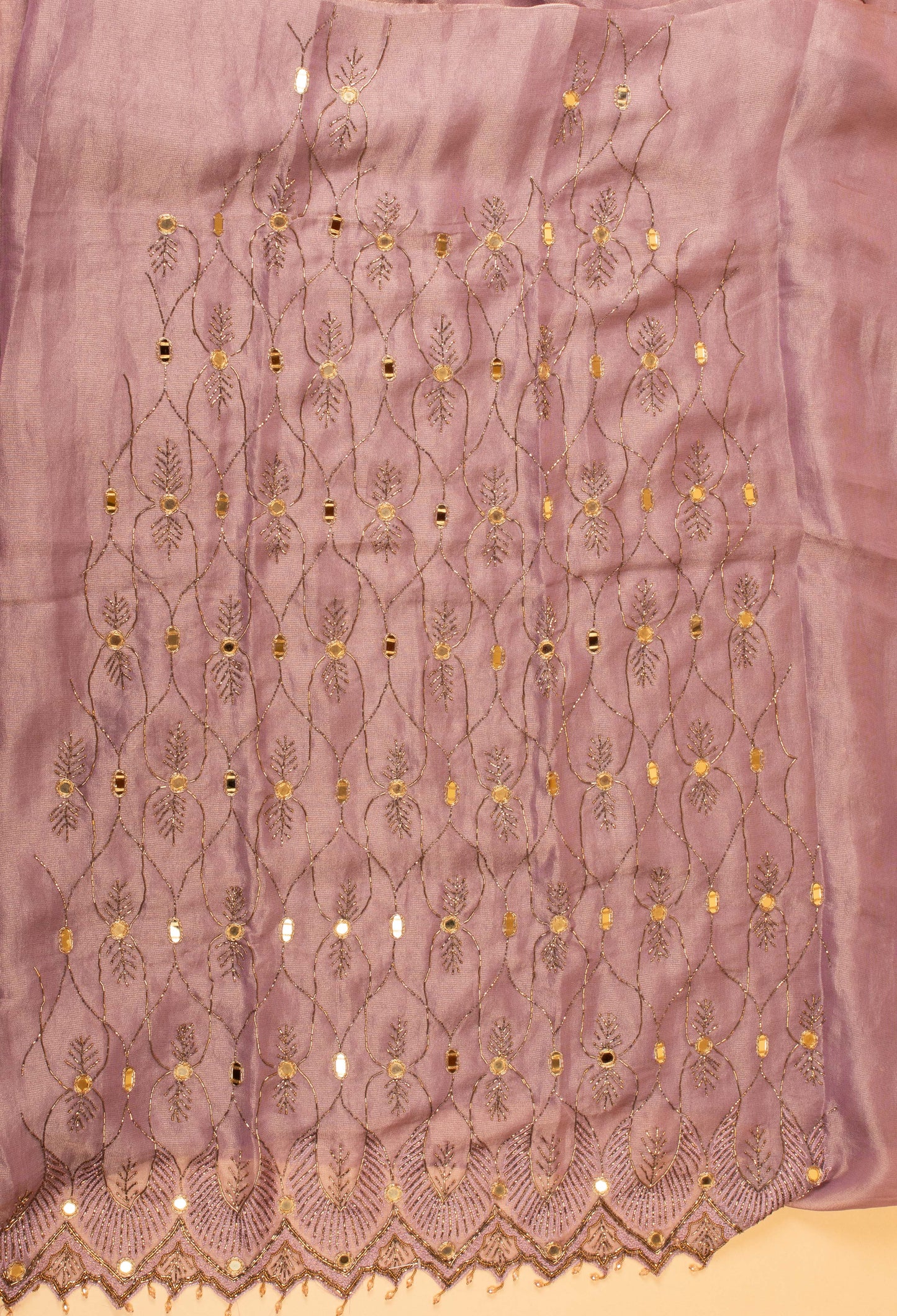 Lavender Embroidered Unstitched Dress Material with Dupatta & Bottom – Festive Wear