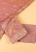 Pastel Pink Floral Embroidered Unstitched Dress Material with Dupatta