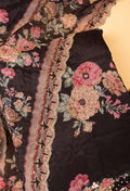Black Floral Embroidered Unstitched Dress Material with Dupatta