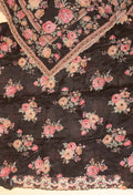 Black Floral Embroidered Unstitched Dress Material with Dupatta