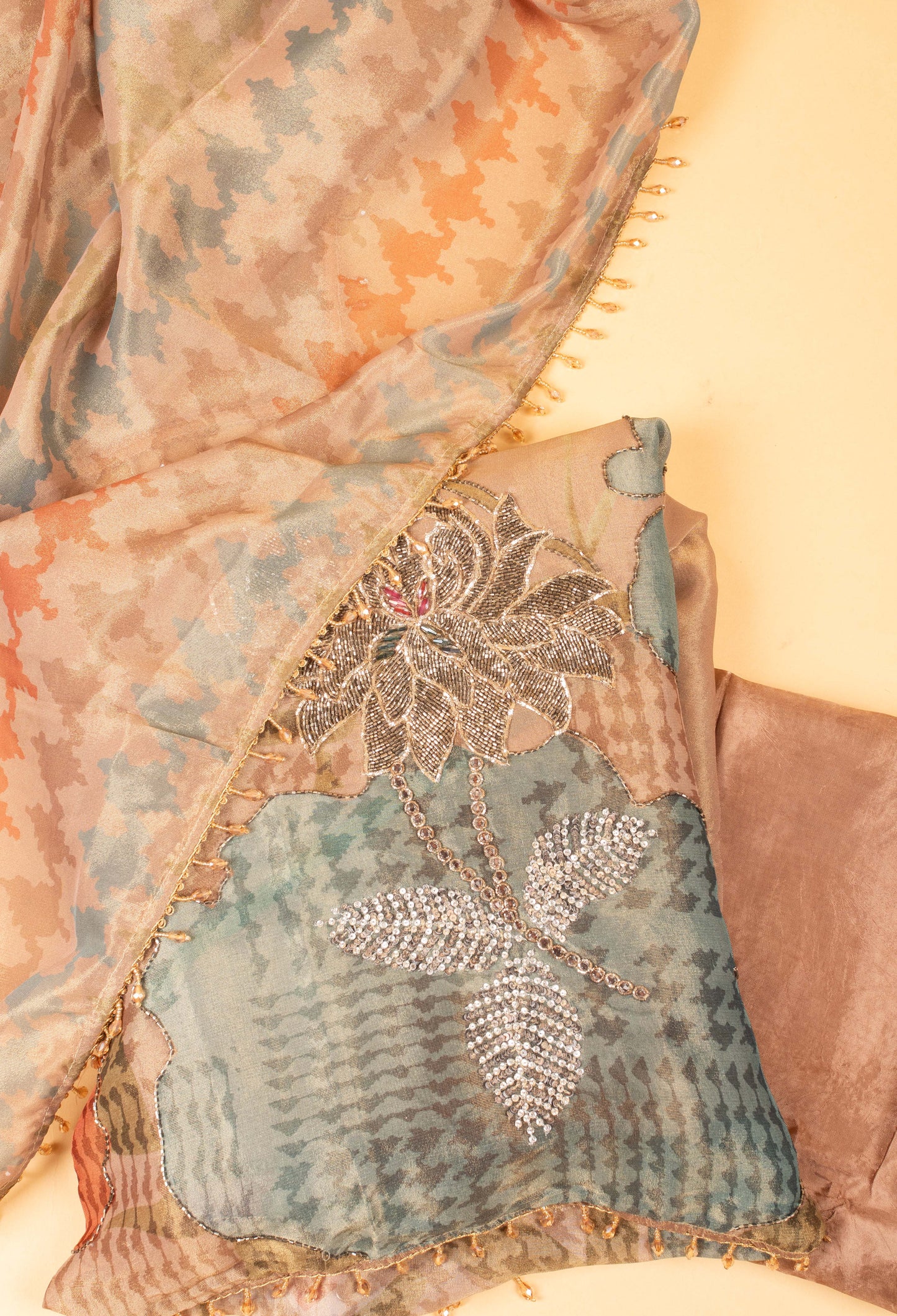 Pastel Printed & Embroidered Unstitched Dress Material with Designer Dupatta