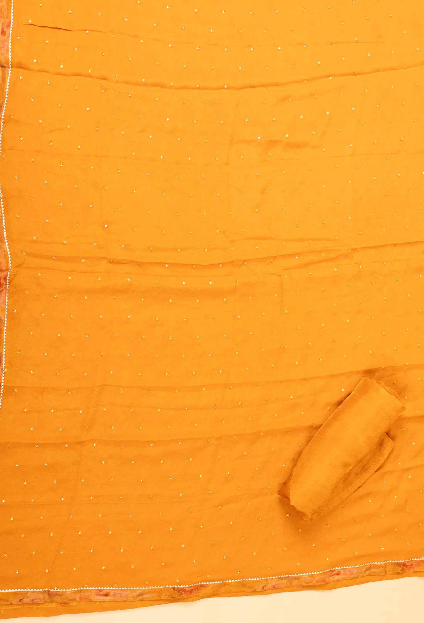 Mustard Yellow Embroidered Unstitched Dress Material with Dupatta