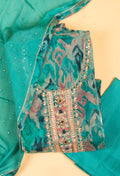 Teal Green Embroidered Unstitched Dress Material with Dupatta