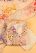 White Floral Embroidered Unstitched Dress Material with Dupatta