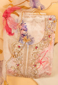 White Floral Embroidered Unstitched Dress Material with Dupatta