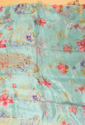 Aqua Blue Floral Embroidered Unstitched Dress Material with Dupatta