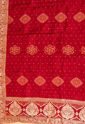 Red Embroidered Unstitched Dress Material with Traditional Dupatta