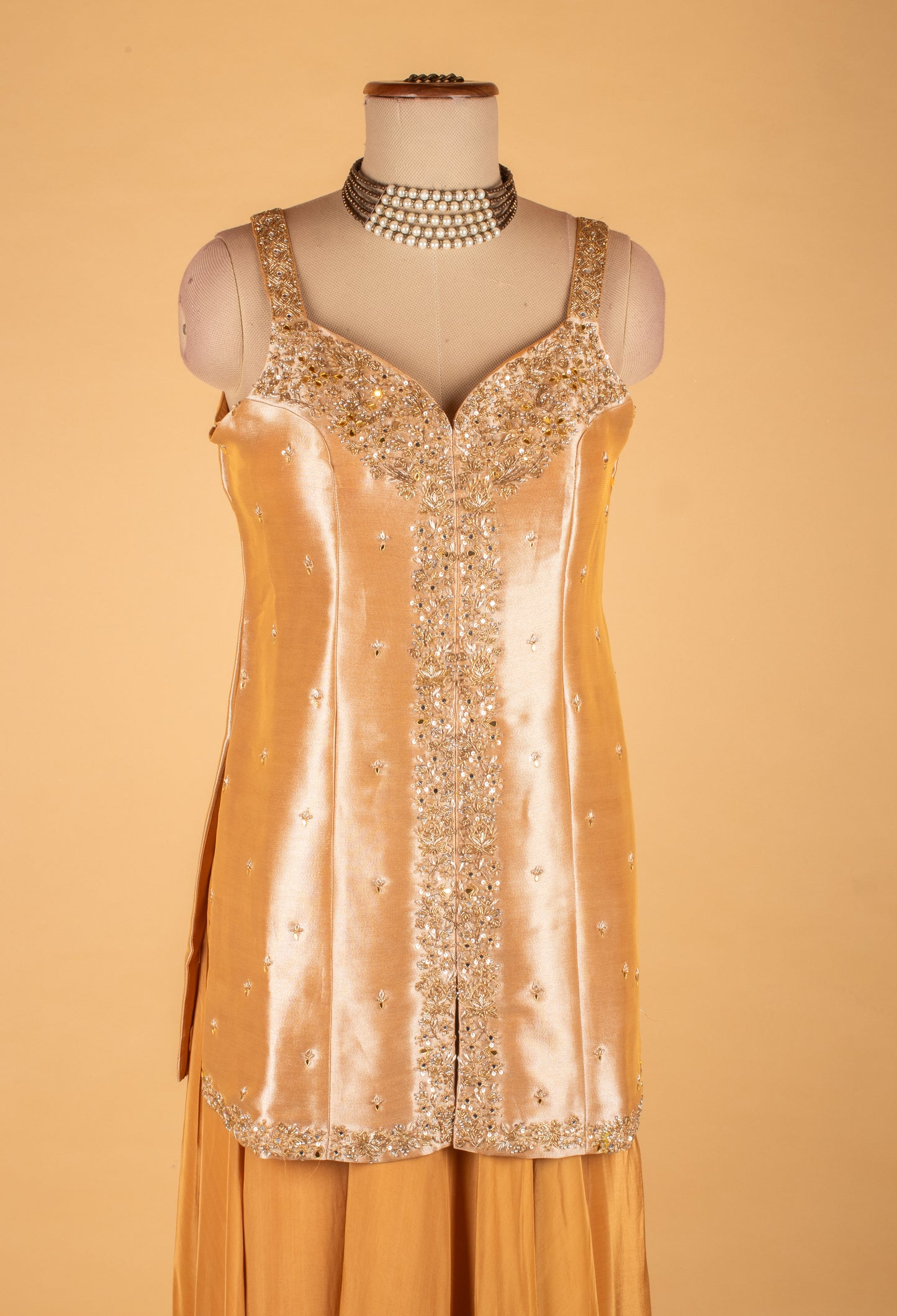 Mustard Yellow Embellished Ethnic Gown with Ruffle Dupatta